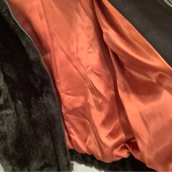 VTG Jordache Brown Faux Fur Full Zip Jacket Knit Sleeve Mock Collar Sz 10/12 - Picture 9 of 15